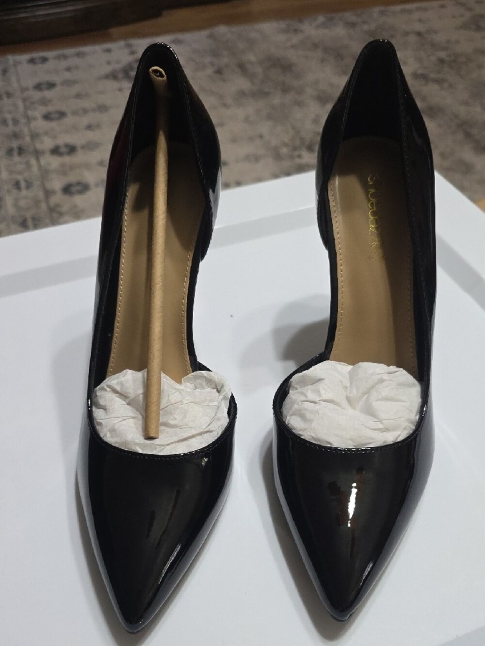 Shoe Dazzle Black Patent Pointed-Toe Stiletto Heels - Picture 2 of 4